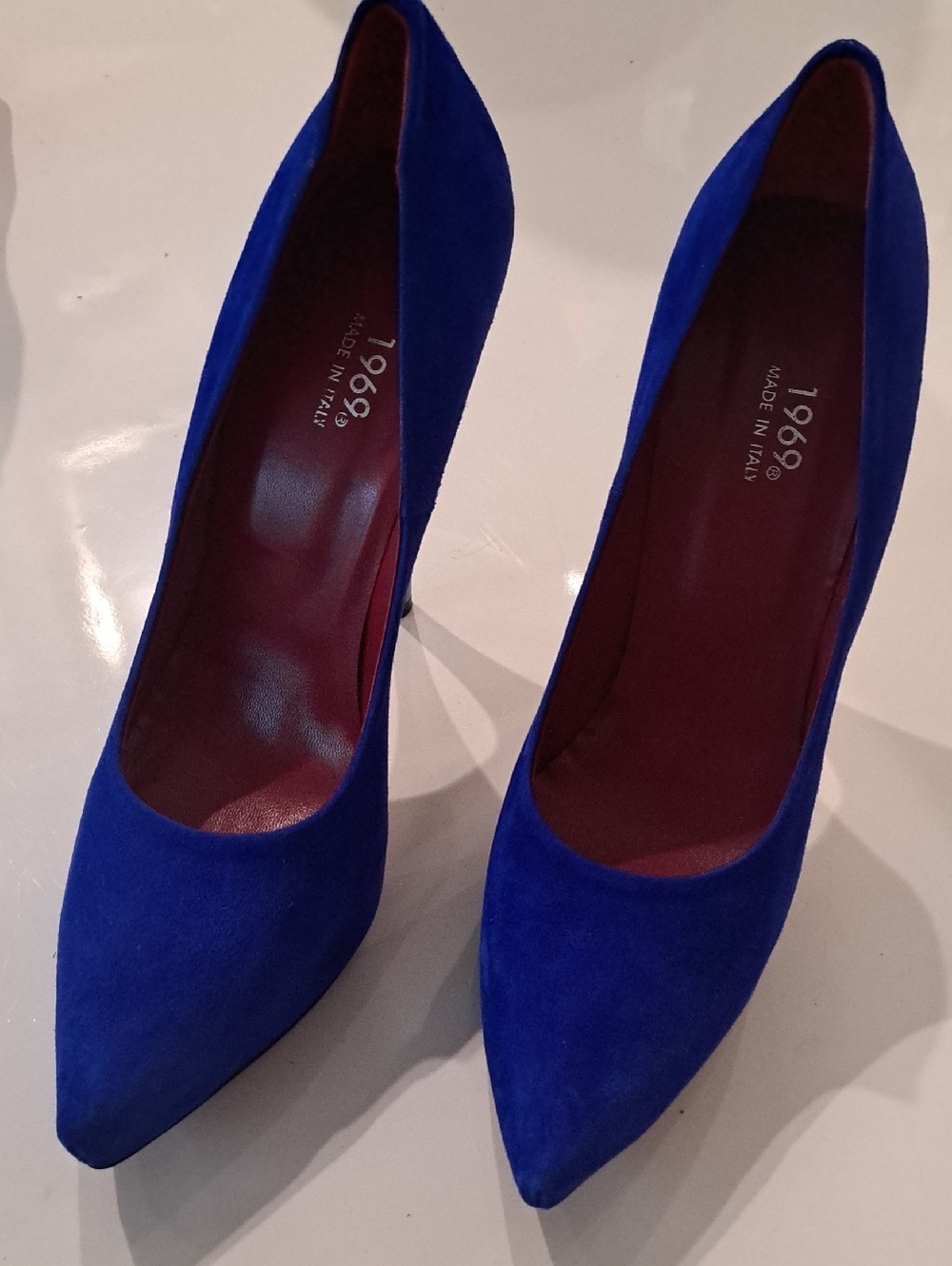 1969 Made in Italy Cobalt Blue Suede Pointed-Toe Pumps